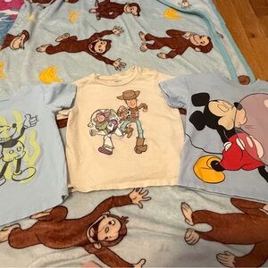 Kids Short Sleeve Tees - Toy Story and Mickey Mouse. Play Wear. 18 Months.